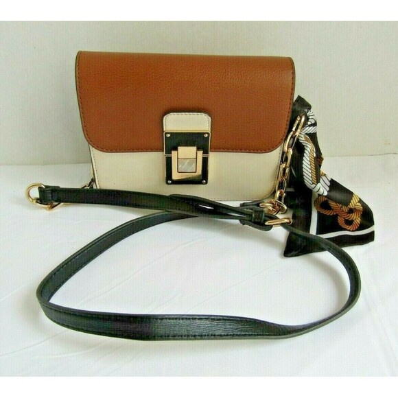 ALDO Crossbody Brown Ivory Black Faux Leather Purse Adjustable Strap NWOT - Picture 1 of 9
